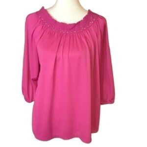 Vintage 70s hot pink muumuu tunic shirt